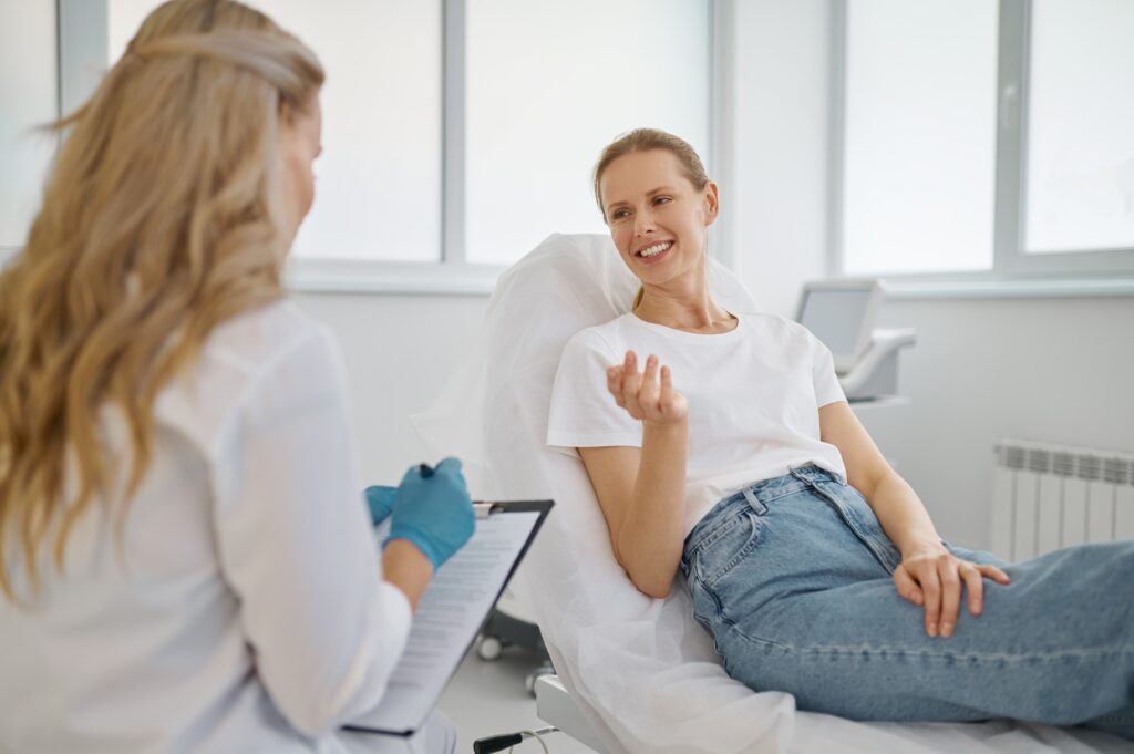 Professional consultation in modern cosmetology clinic